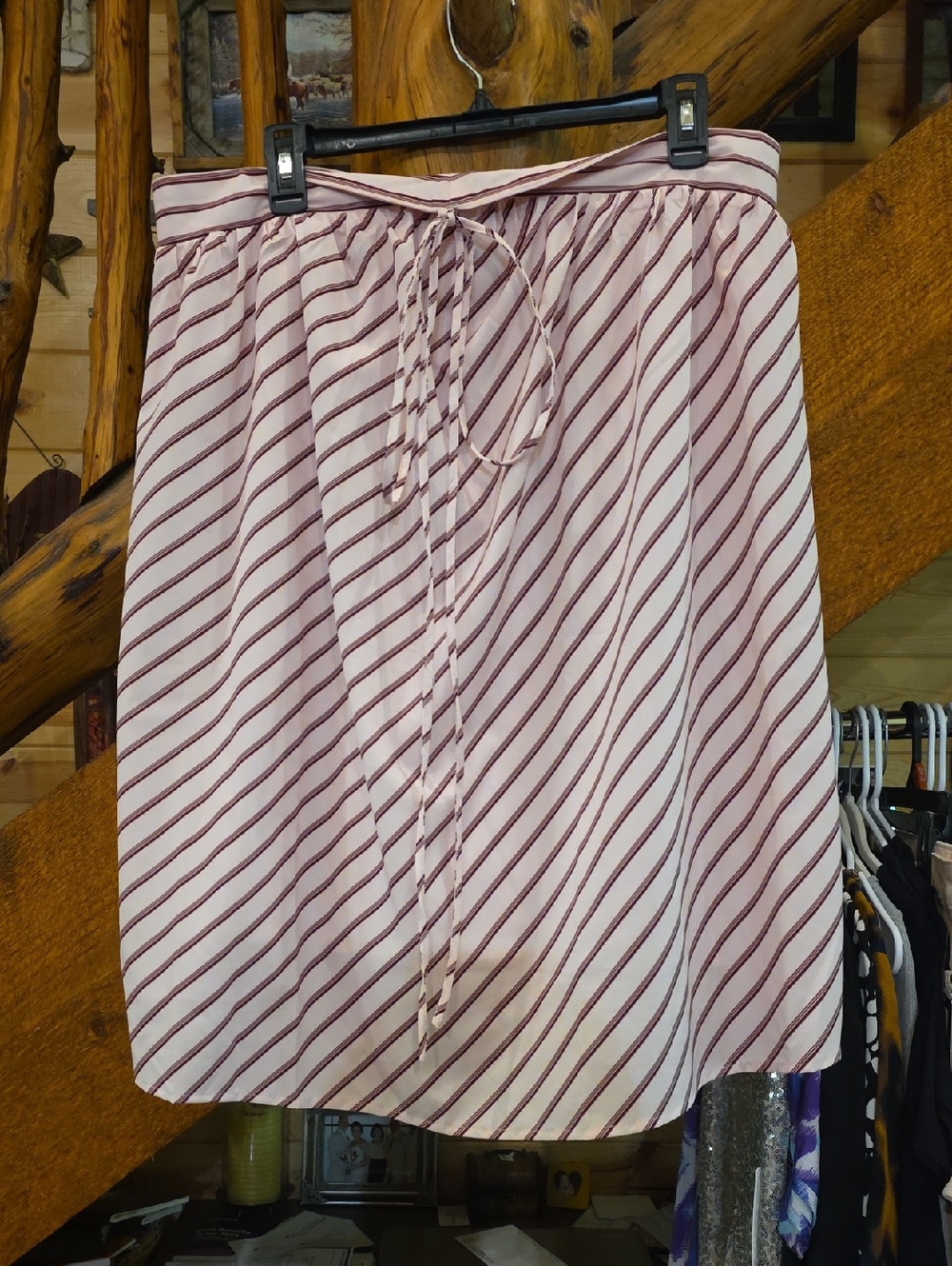 Striped Skirt in Light Pink and Burgundy